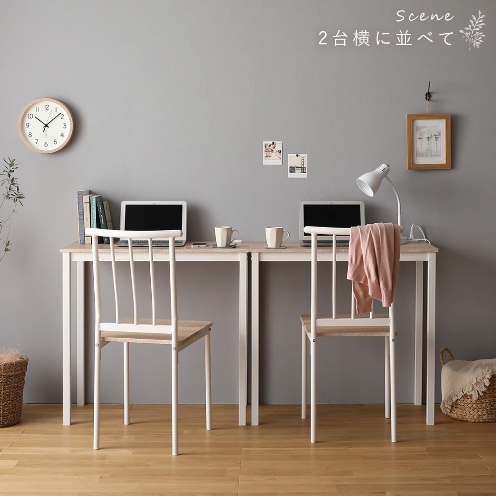 コンセント付き デスクチェアセット [幅80cm] ナチュラル×ホワイト - Image 13