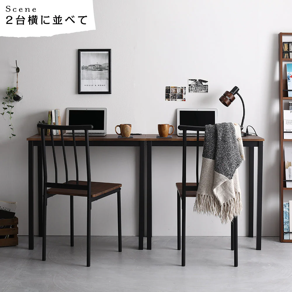コンセント付き デスクチェアセット [幅80cm] ブラウン×ブラック - Image 13