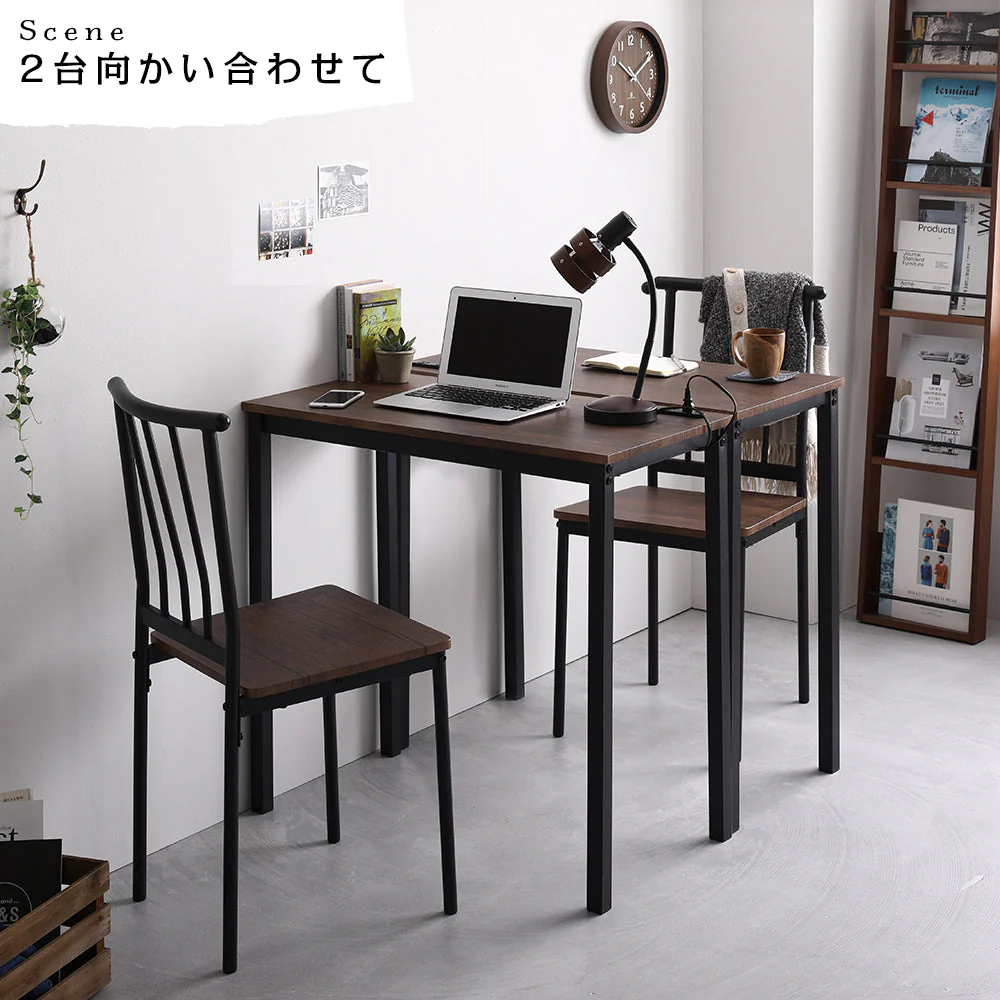 コンセント付き デスクチェアセット [幅80cm] ブラウン×ブラック - Image 14