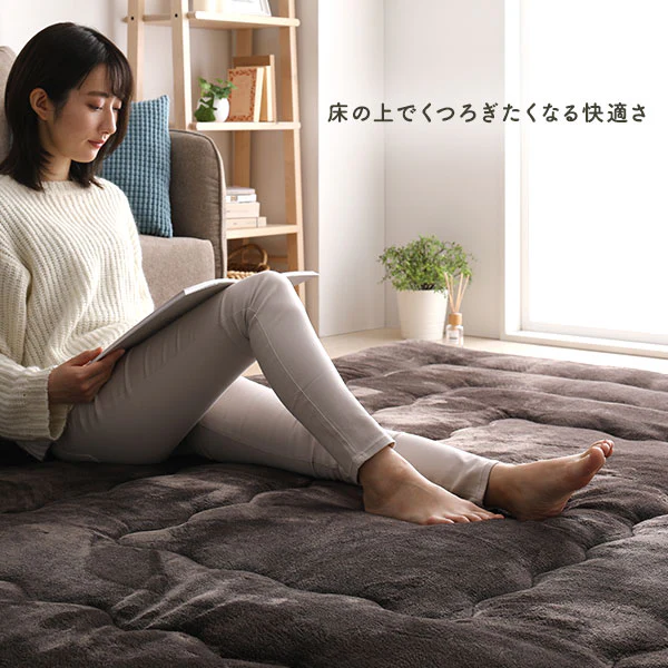 極厚フランネル こたつ敷き布団ラグ 約190×190cm ブラウン - Image 13