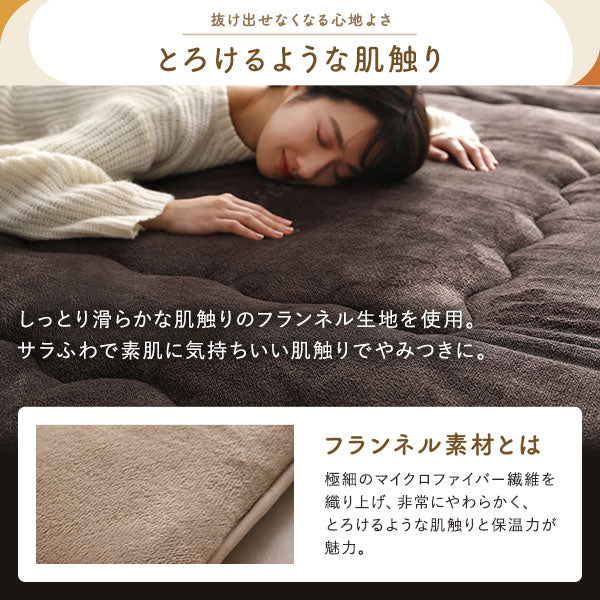 極厚フランネル こたつ敷き布団ラグ 約190×190cm ベージュ - Image 5