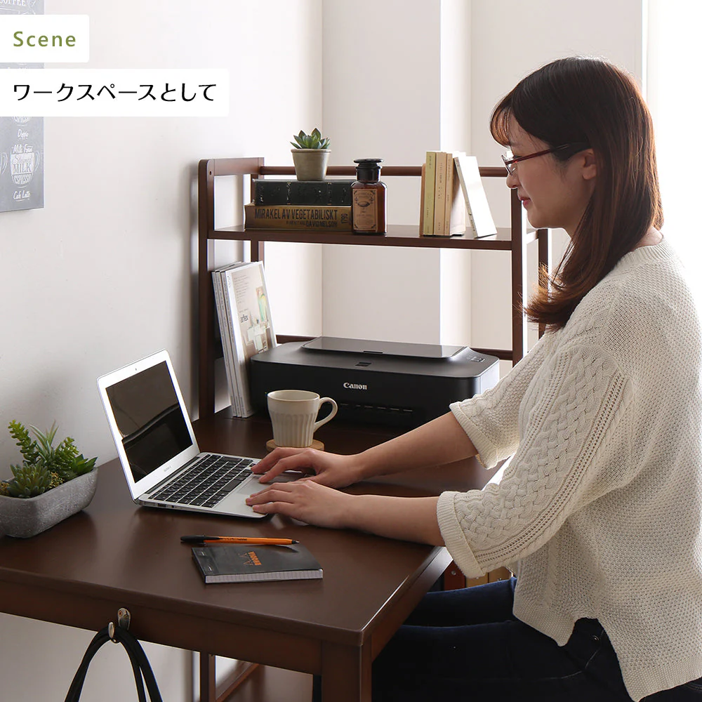 ラック一体型 スマートパソコンデスク ダークブラウン - Image 14