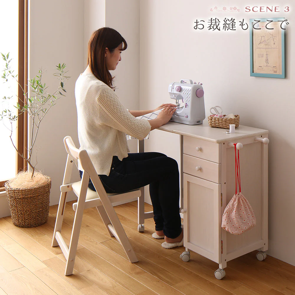 デスクがたためる 多機能収納 チェア単品 ホワイトウォッシュ - Image 14