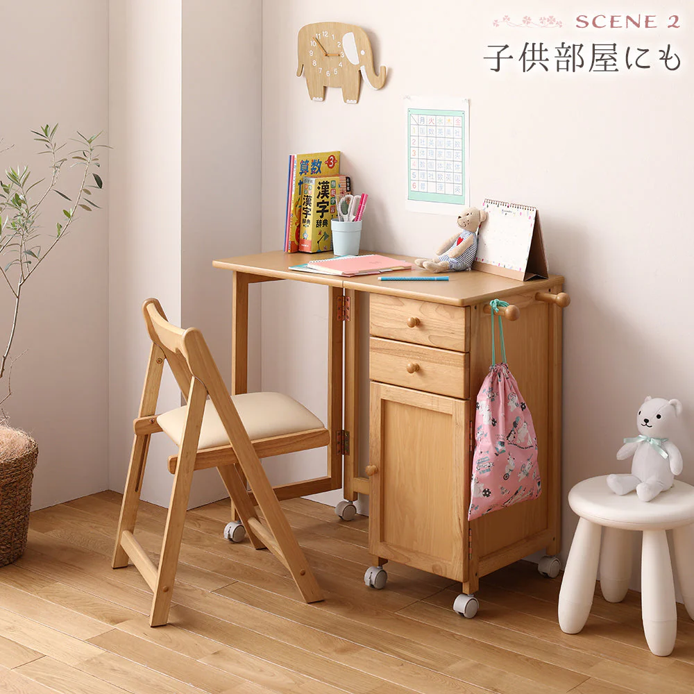 デスクがたためる 多機能収納 デスク単品 ブラウン - Image 13