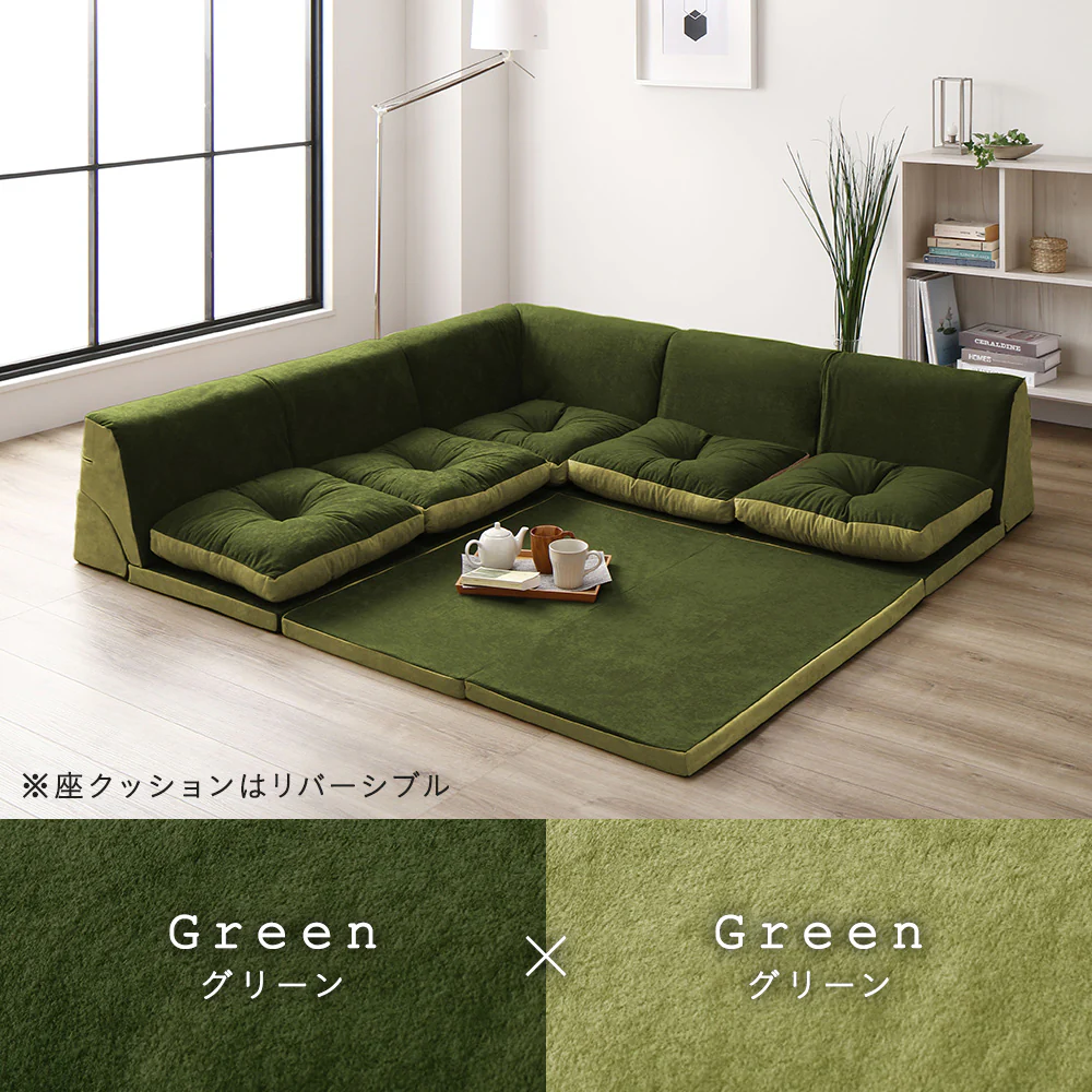 4cm厚マット付き くつろぎフロアソファ グレー（麻風織り生地） - Image 7
