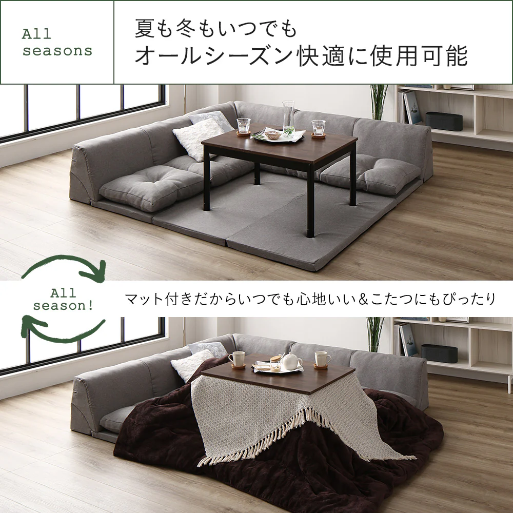 4cm厚マット付き くつろぎフロアソファ グレー（麻風織り生地） - Image 9