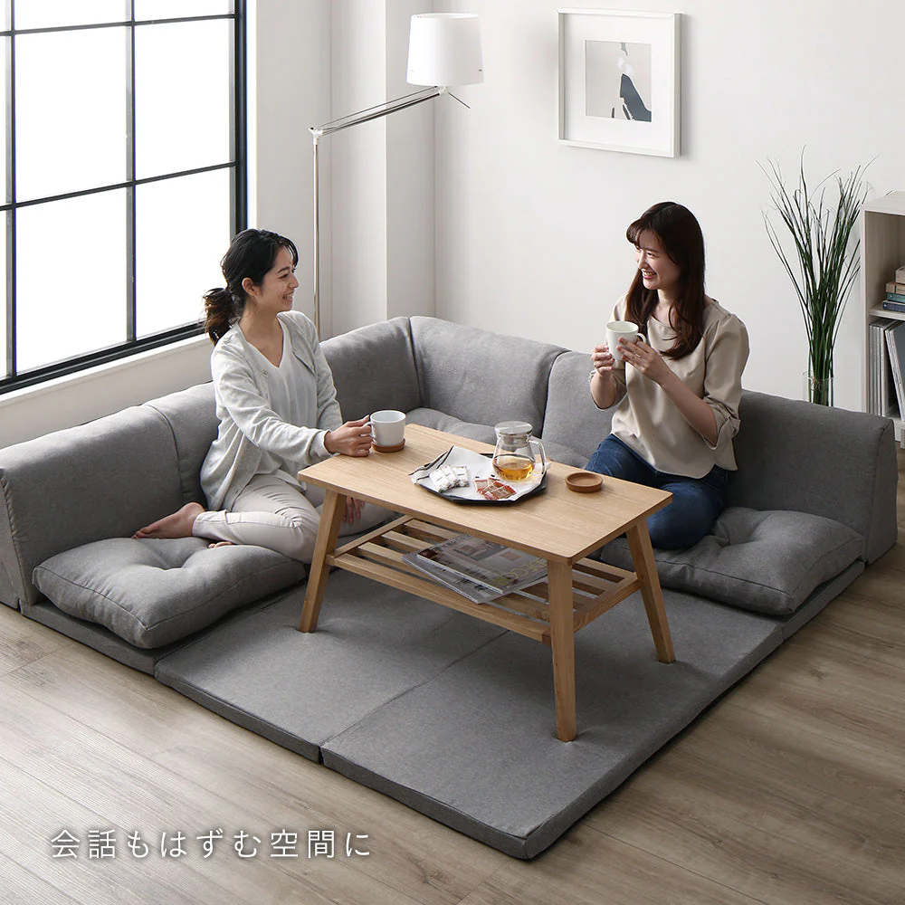 4cm厚マット付き くつろぎフロアソファ ブラウン（麻風織り生地） - Image 14