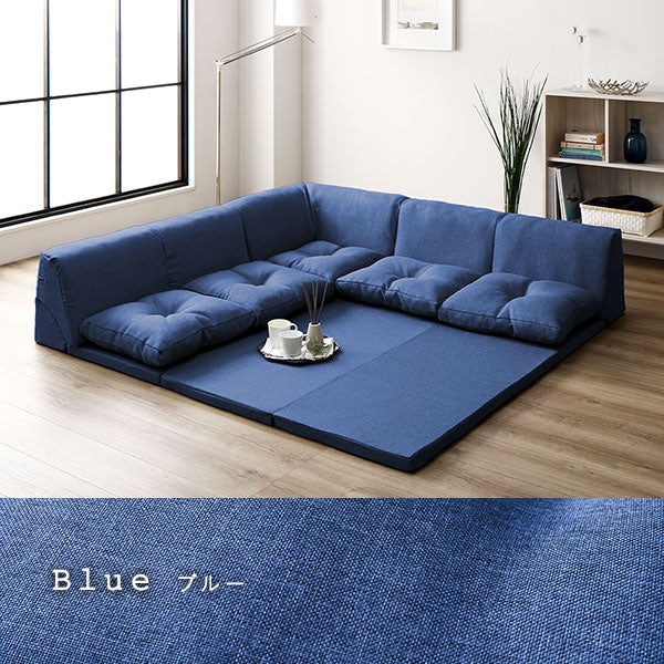 4cm厚マット付き くつろぎフロアソファ グリーン×グリーン（スエード調生地） - Image 4