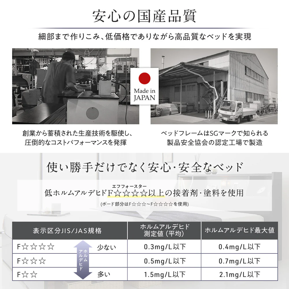 日本製 照明付きフロアベッド ブラック - Image 8