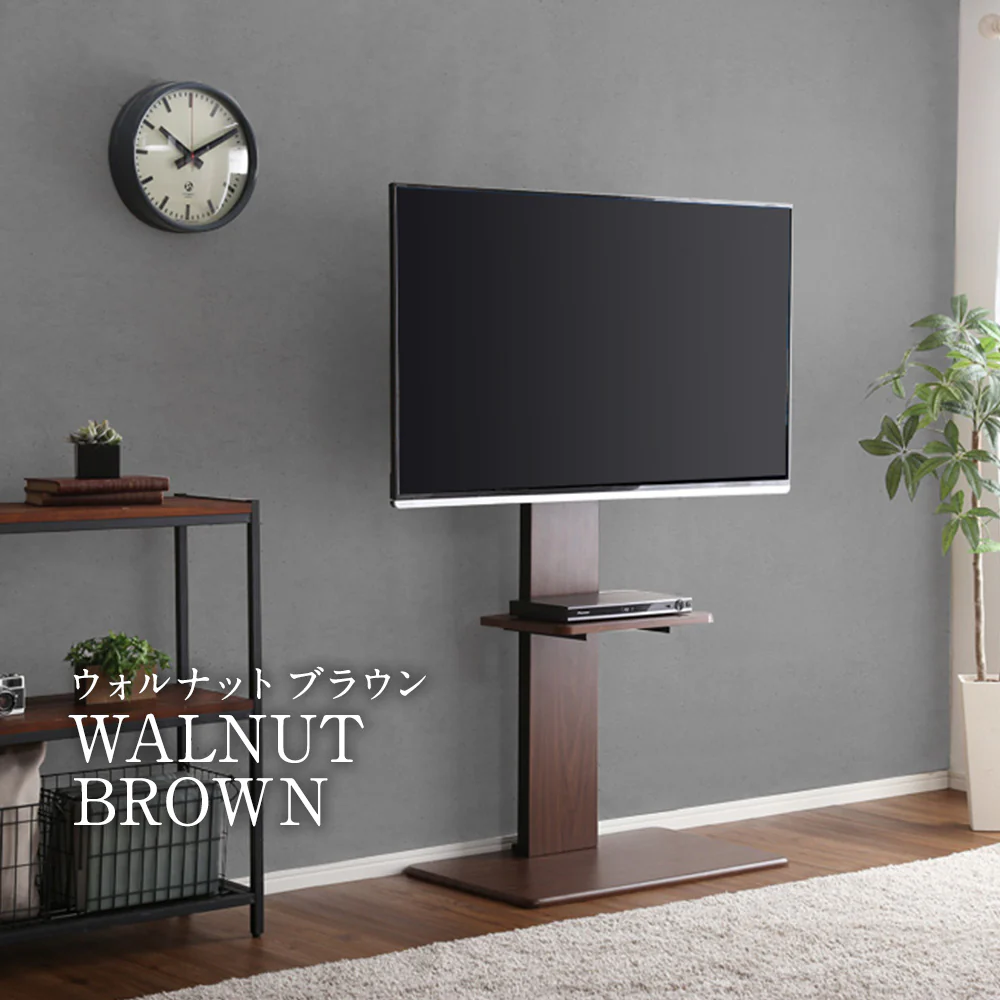 壁寄せTVスタンド（240度スイングタイプ） ハイタイプ 棚付き ブラック - Image 5
