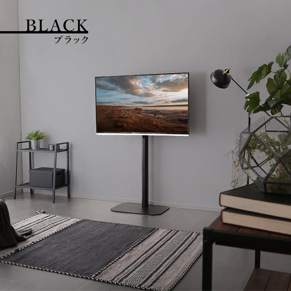 八角形 壁寄せTVスタンド（240度スイングタイプ） ブラック - Image 4