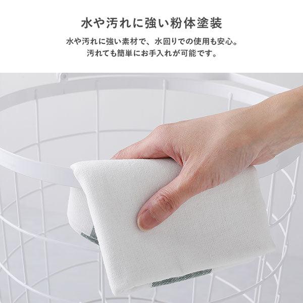 ランドリーバスケット ワゴン ラウンドタイプ 2段 スカイグレー - Image 12