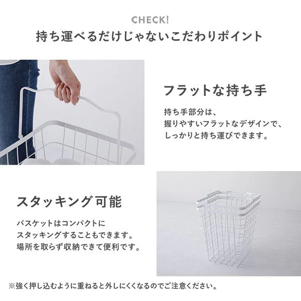 ランドリーバスケット ワゴン スクエアタイプ 2段 ダークブラウン - Image 9