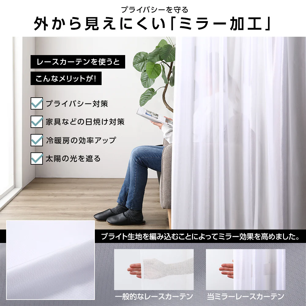 洗える遮光カーテン 4枚セット（ドレープ2枚・レース2枚） 幅100cm ターコイズ - Image 6