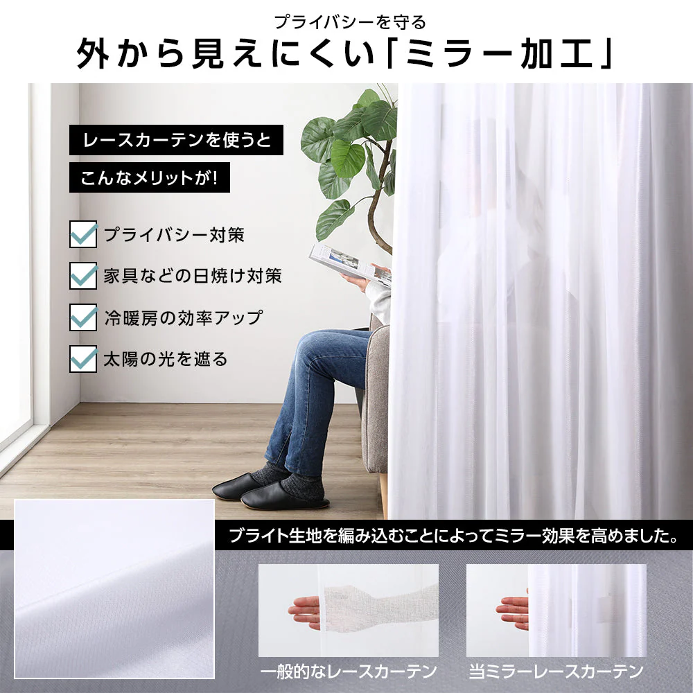 洗える遮光カーテン 4枚セット（ドレープ2枚・レース2枚） 幅100cm グリーン - Image 6