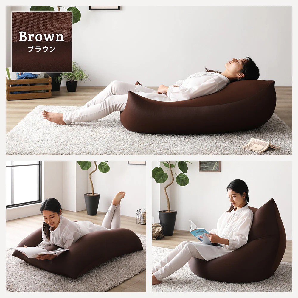 日本製 特大ビーズクッション ブラウン×カーキ - Image 3