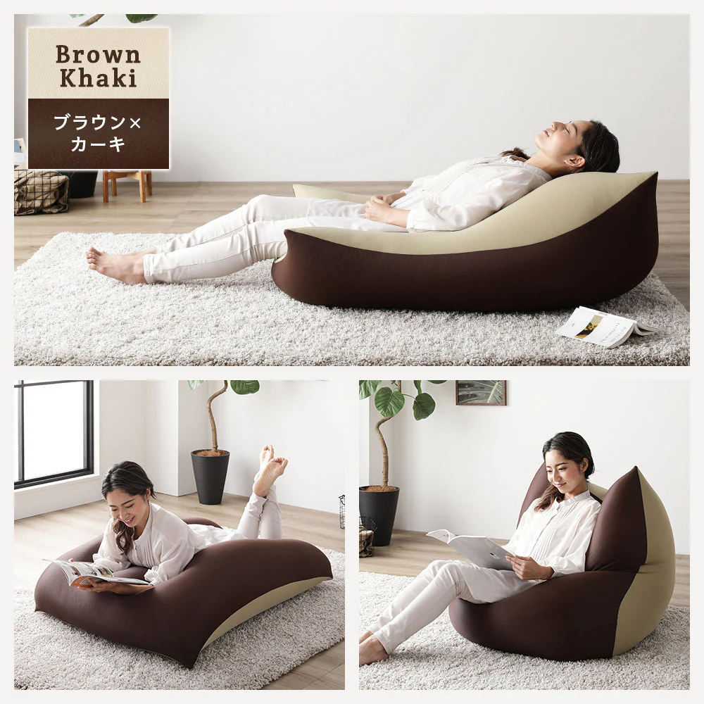 日本製 特大ビーズクッション ブラウン×カーキ - Image 8