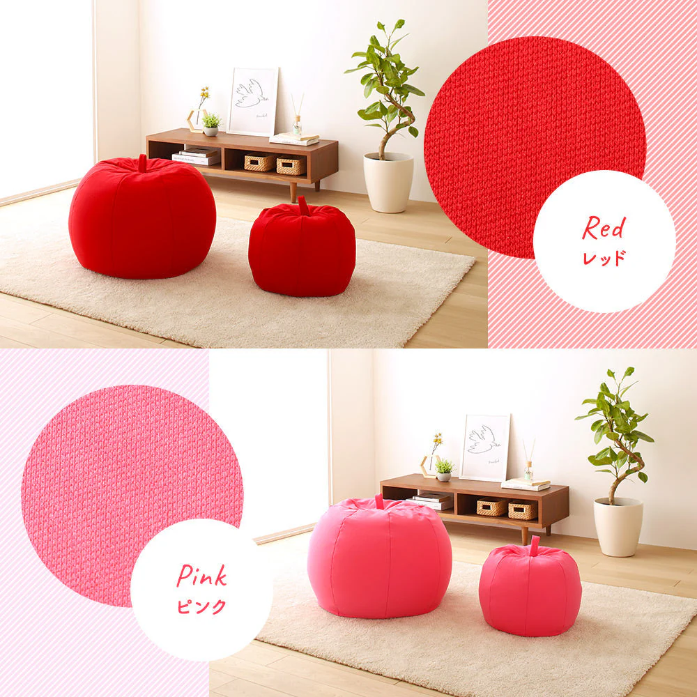 リンゴ型 ビーズクッション 単品（ビッグ） ブルー - Image 3