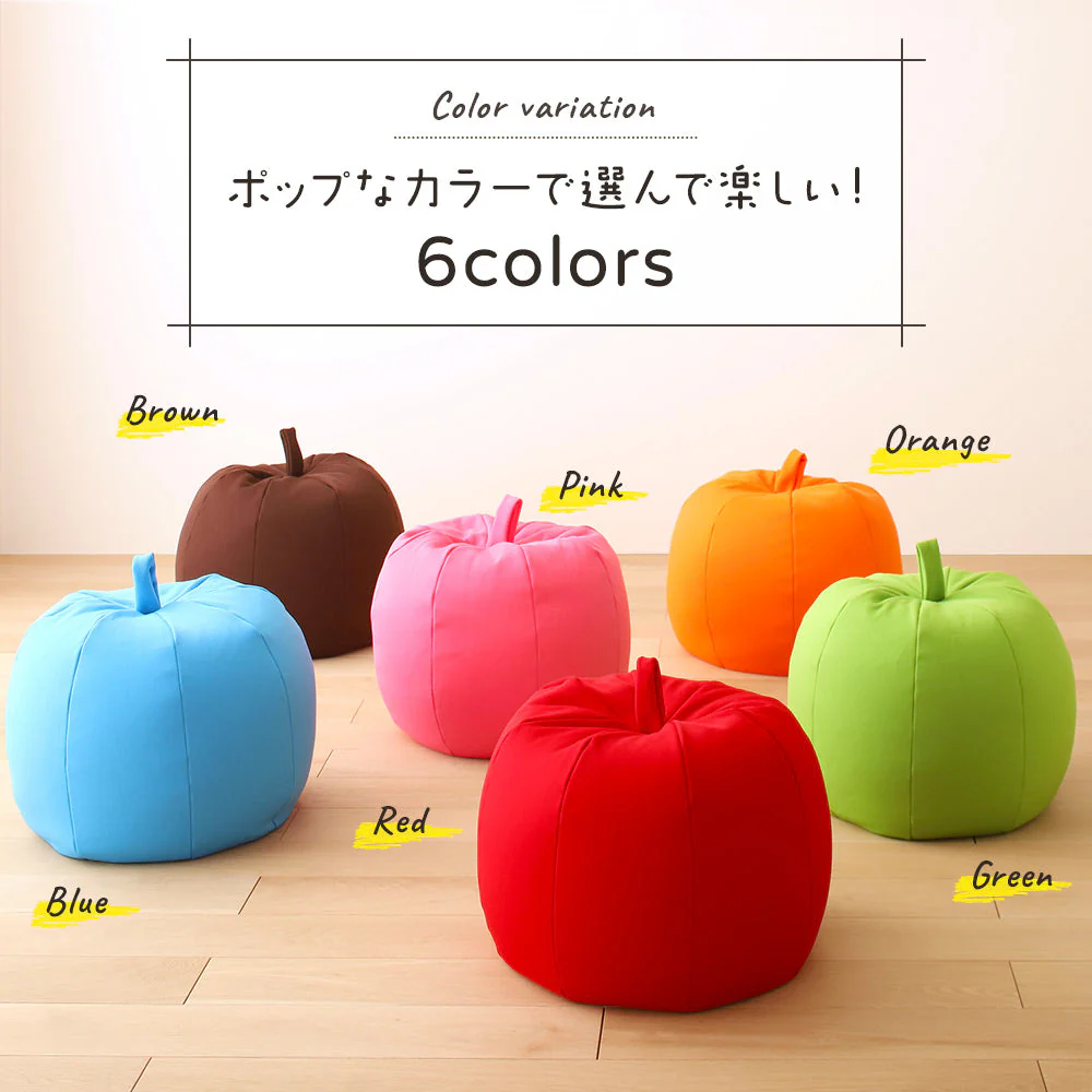リンゴ型 ビーズクッション 単品（ビッグ） グリーン - Image 2