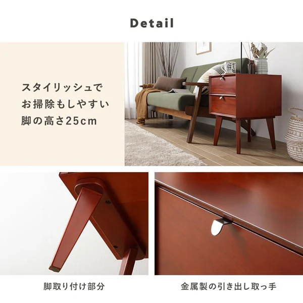 北欧ヴィンテージ調デザイン 天然木 サイドテーブル 幅40cm - Image 12