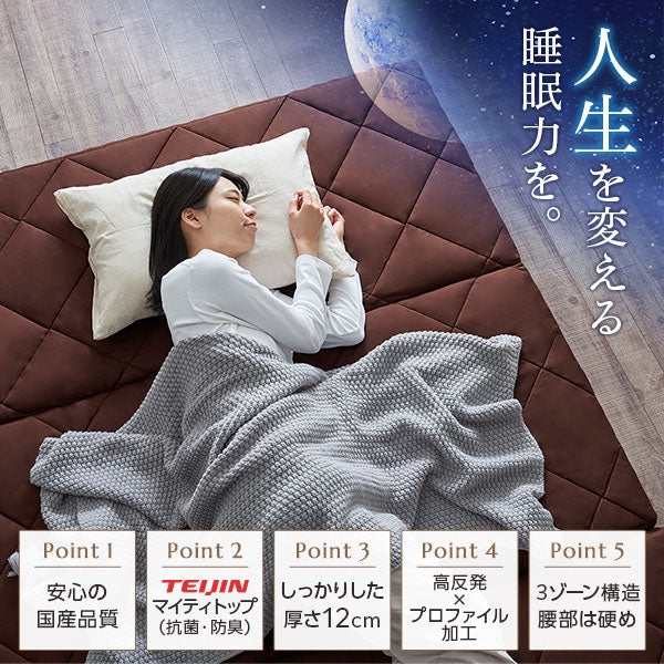 ファミリータイプ マットレス 3つ折り 12cm厚 グレー - Image 2