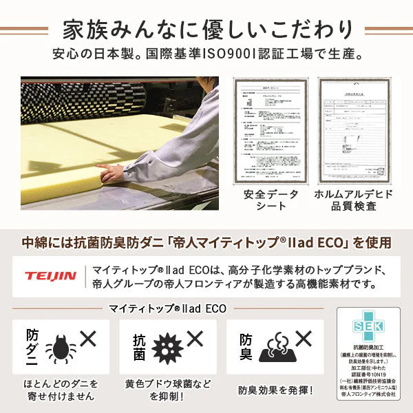 ファミリータイプ マットレス 3つ折り ワイドキング 12cm厚 グレー - Image 7