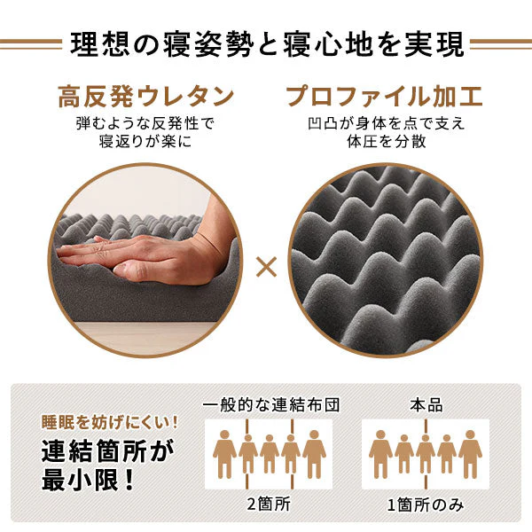 ファミリータイプ マットレス 3つ折り ワイドキング 8cm厚 グレー - Image 4