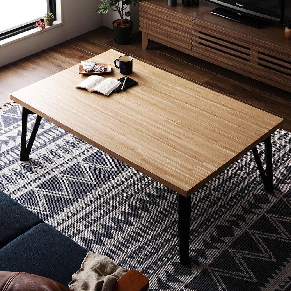 モザイク柄こたつテーブル 単品 120×75cm ウォルナット - Image 17