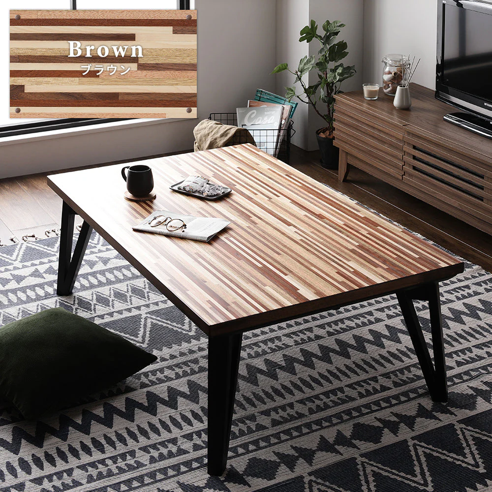 モザイク柄こたつテーブル 単品 105×75cm ナチュラル - Image 4