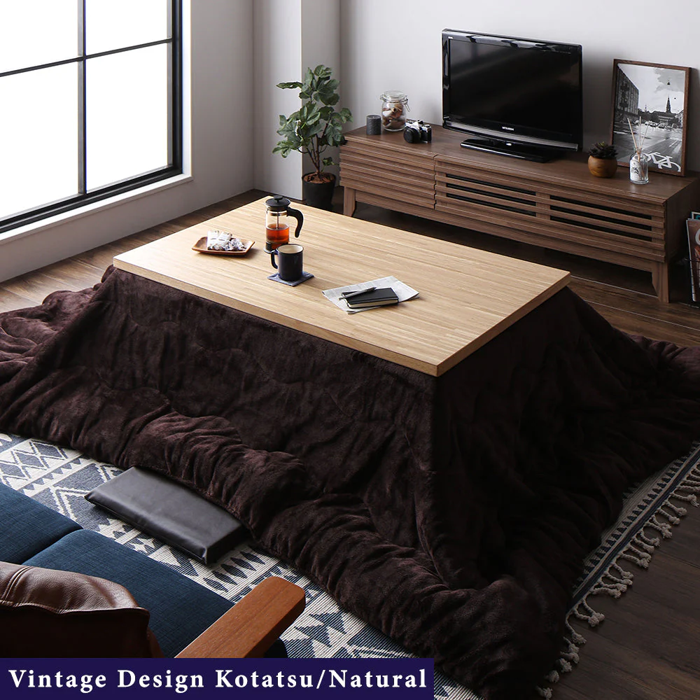 モザイク柄こたつテーブル 単品 150×80cm ナチュラル - Image 15
