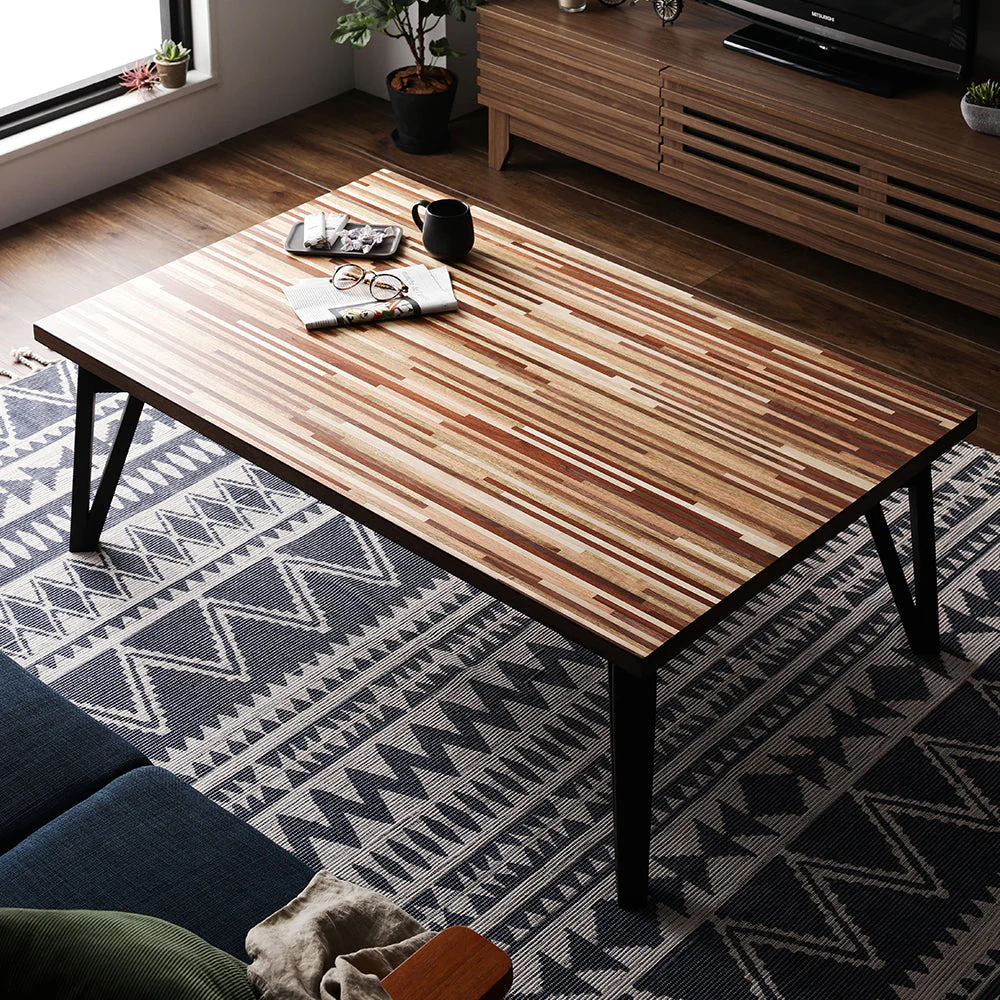 モザイク柄こたつテーブル 単品 150×80cm ナチュラル - Image 17