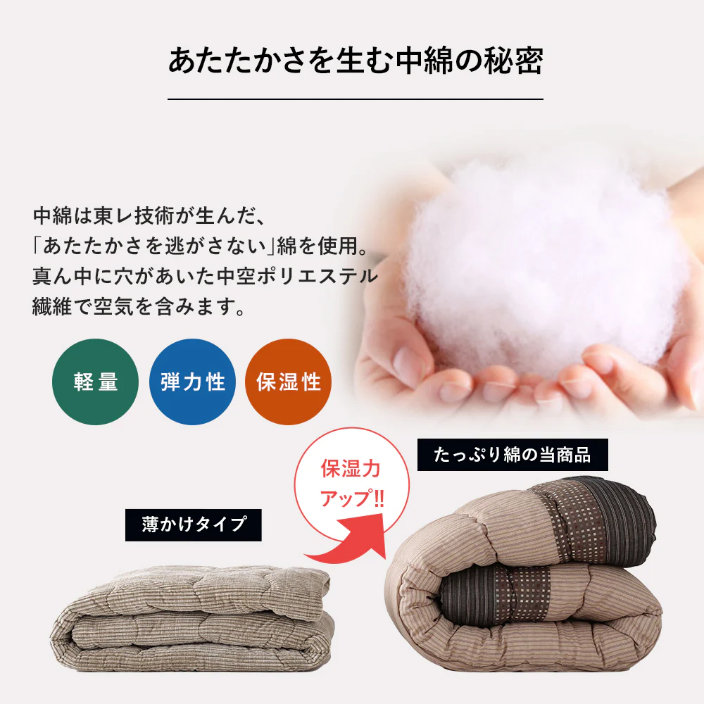 しじら織こたつ 掛け・敷き布団セット 栗色(ブラウン) - Image 11