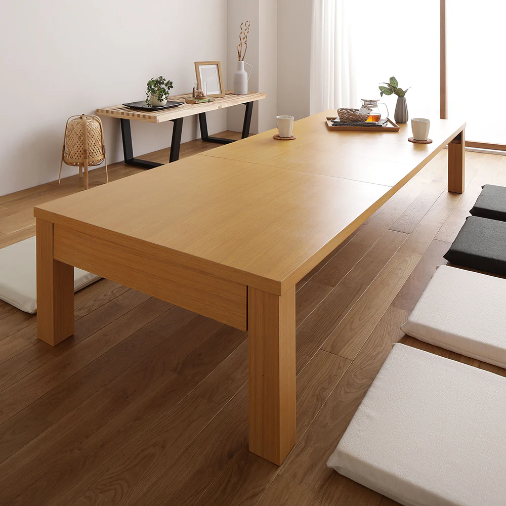 伸縮 折りたたみローテーブル（組立品）ライトブラウン - Image 23