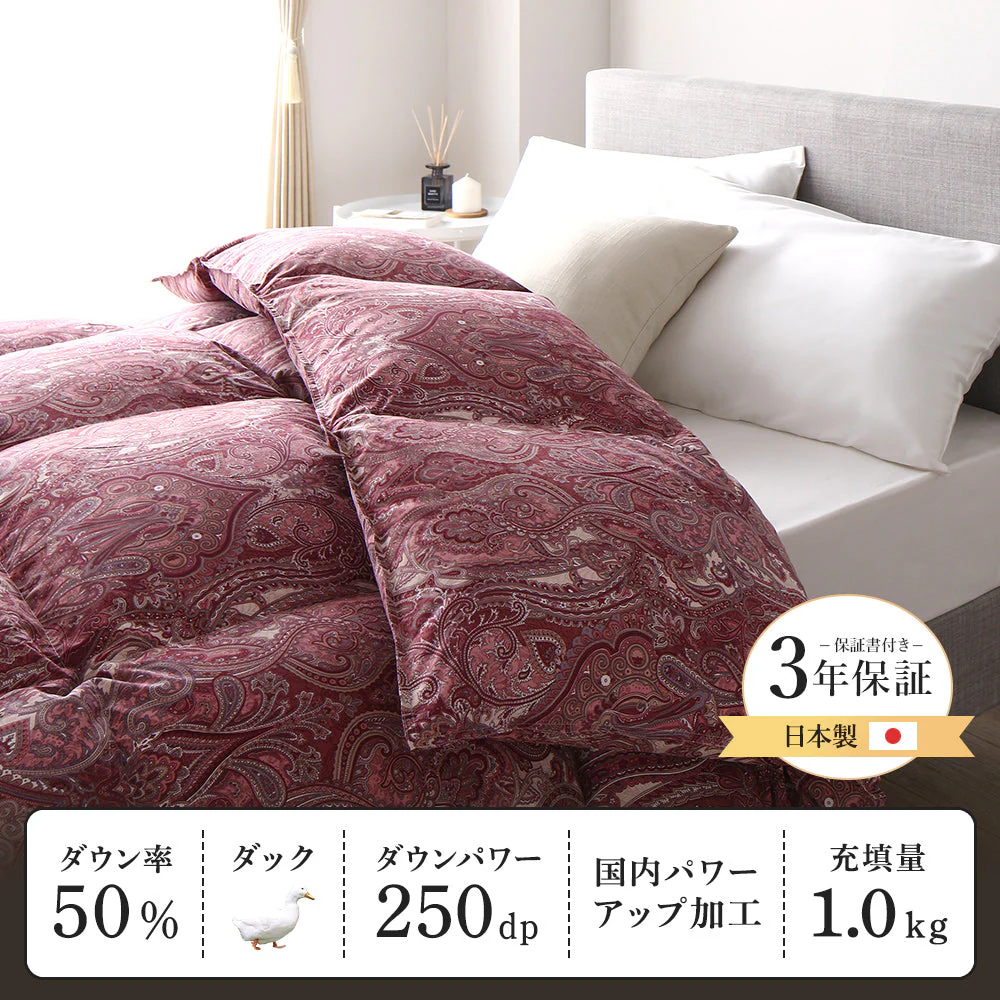日本製 羽毛掛け布団 ダウン率50% ネイビー - Image 2