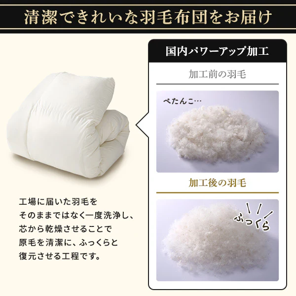 日本製 羽毛掛け布団 ダウン率90% ブラウン - Image 6