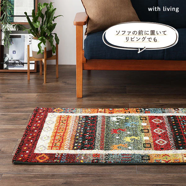 トルコ製 ウィルトン織り 玄関マット 約60×90cm レトロタイル - Image 11