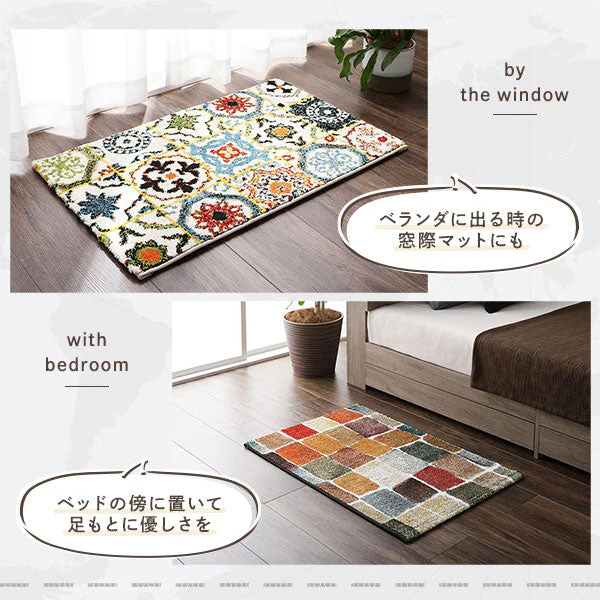 トルコ製 ウィルトン織り 玄関マット 約60×90cm レトロタイル - Image 12