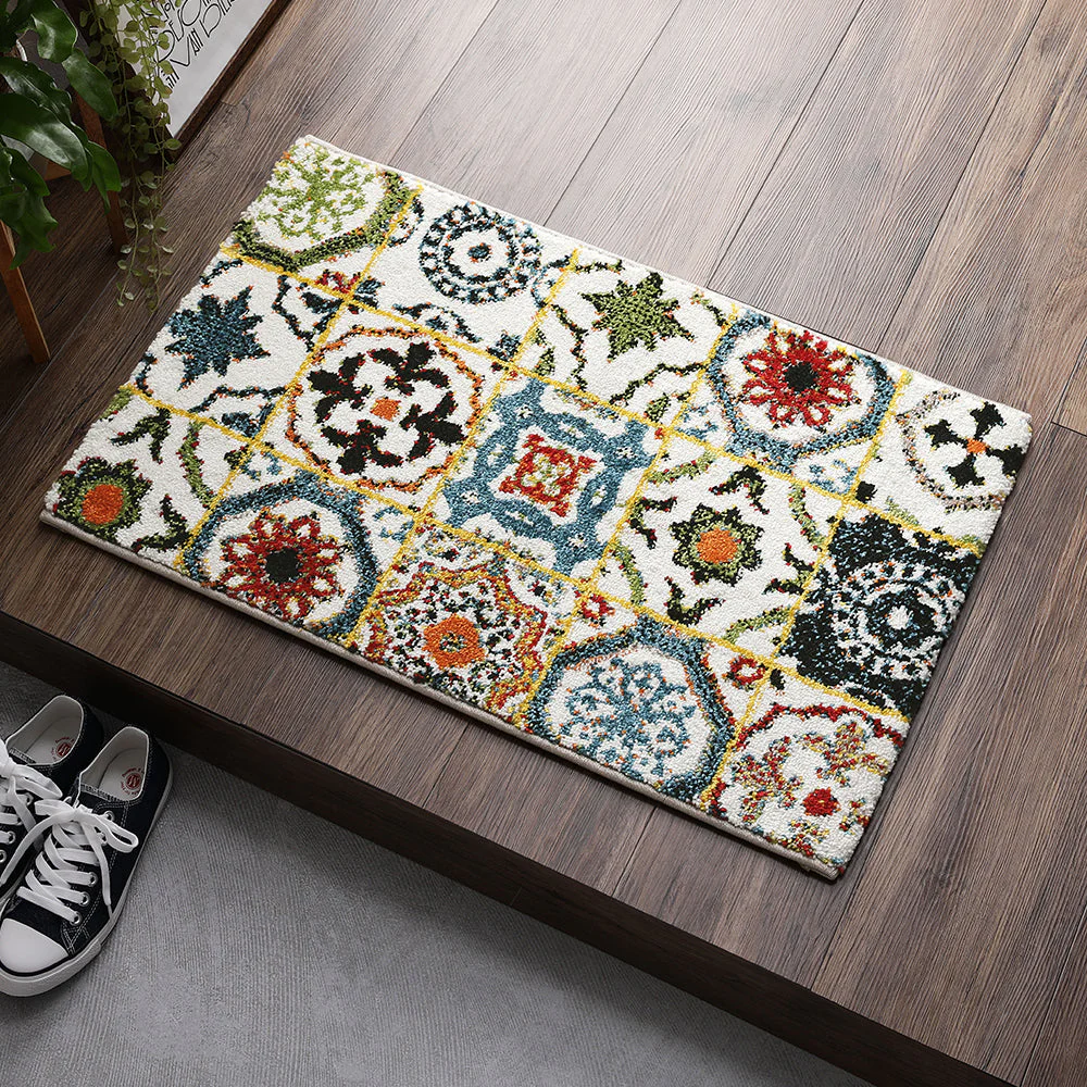 トルコ製 ウィルトン織り 玄関マット 約60×90cm レトロタイル - Image 21