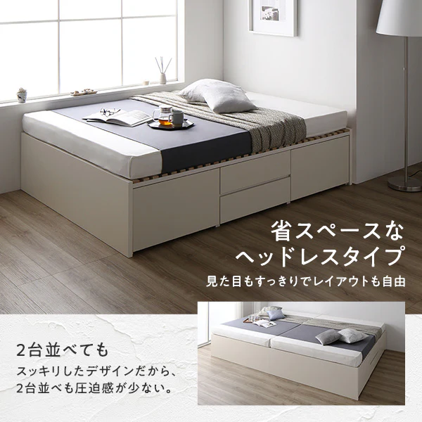 【組立設置サービス付き】日本製 引出しタイプを選べる すのこ チェストベッド（ヘッドレス） ホワイト - Image 8