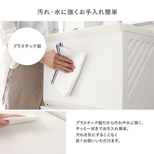 隠せる・分別できる ランドリーラック 収納ボックス ワイド2段 アイボリー×ブルー - Image 10