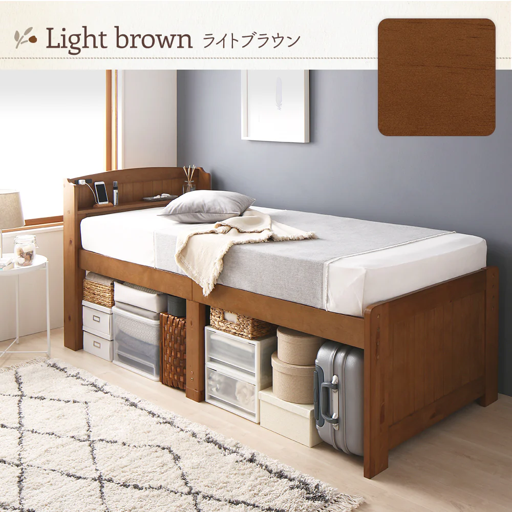 カントリー調ベッド『Ecruエクル』ハイタイプ[床下41～51cm] シングル ホワイトウォッシュ - Image 17