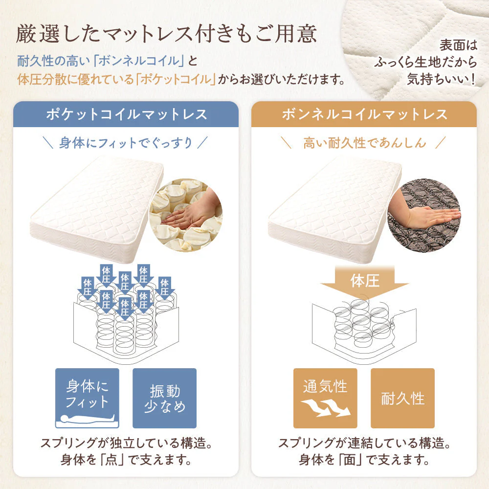 カントリー調ベッド『Ecruエクル』ハイタイプ[床下41～51cm] シングル ライトブラウン - Image 13
