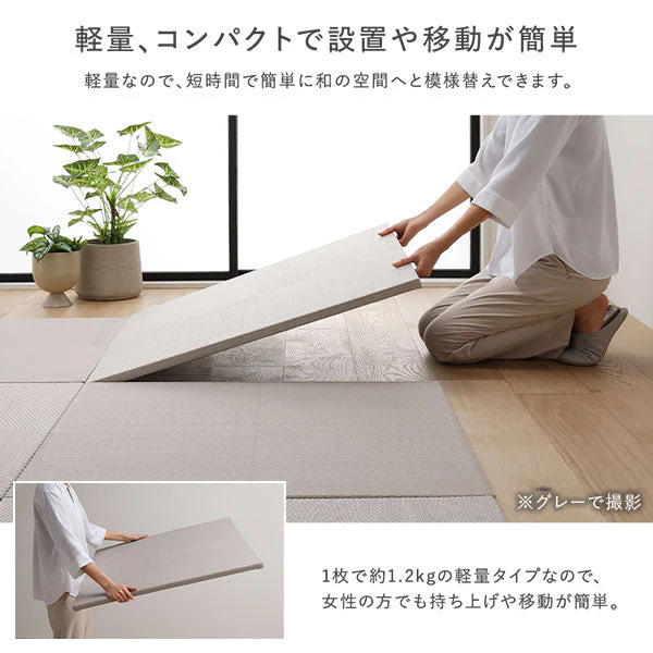 市松柄くすみカラー い草風 置き畳 ユニット畳【単色市松】82cm幅 12枚セット ブルー - Image 12