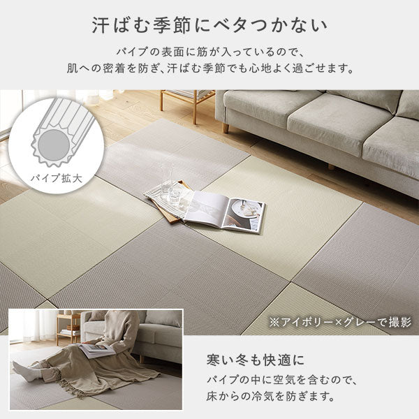 市松柄くすみカラー い草風 置き畳 ユニット畳【単色市松】82cm幅 12枚セット グリーン - Image 11