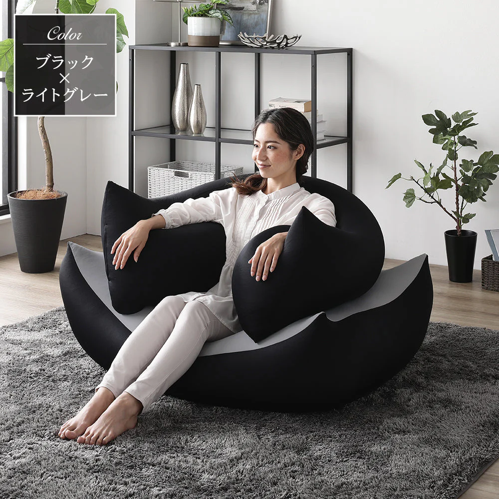 日本製 ビーズクッション 特大＆抱き枕 セット ブラック - Image 11