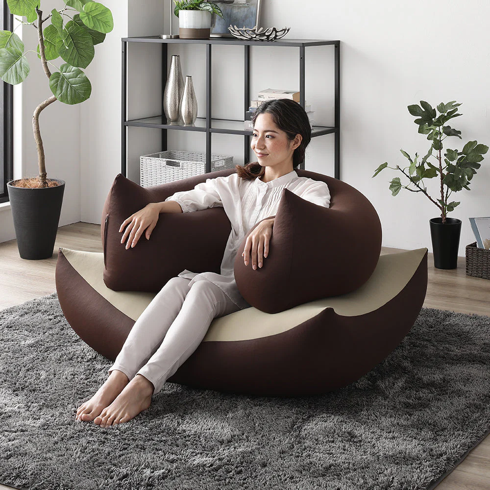 日本製 ビーズクッション 特大＆抱き枕 セット ブラック - Image 4