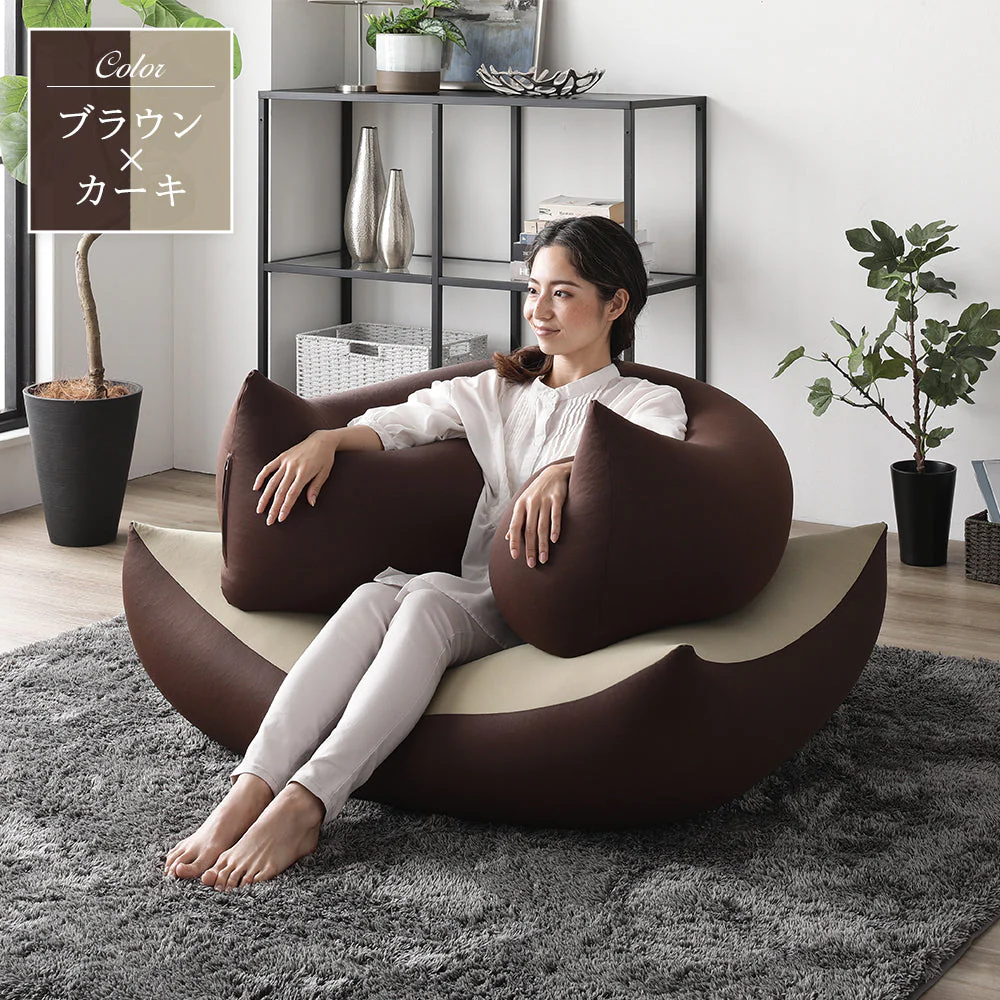日本製 ビーズクッション 特大＆抱き枕 セット ライトグレー×ブラック - Image 10