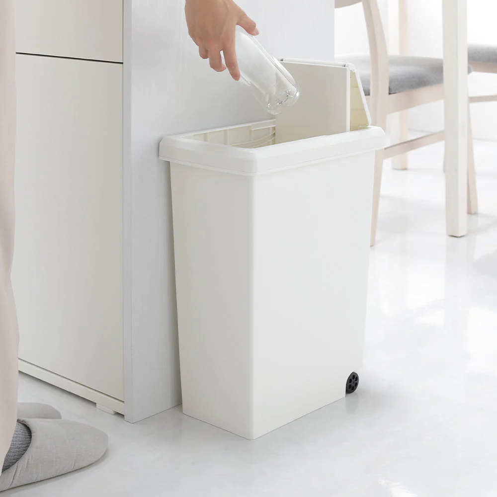 【日本製】サイズが選べる 棚下にも収納できる スライドオープン式 ごみ箱 20L ライトグレー 単品 - Image 20