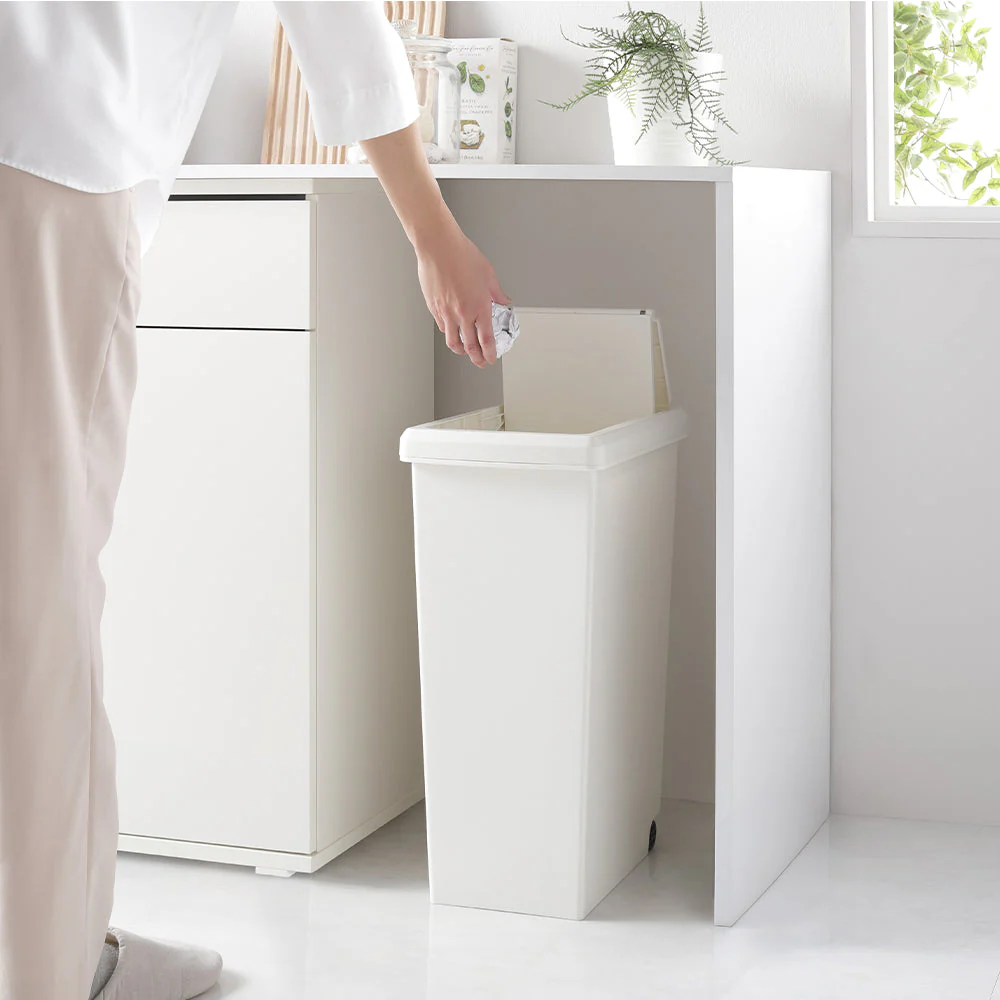 【日本製】サイズが選べる 棚下にも収納できる スライドオープン式 ごみ箱 30L ナイトブルー 単品 - Image 20
