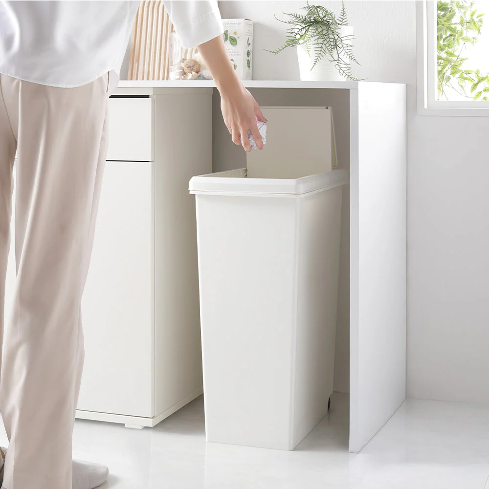 【日本製】サイズが選べる 棚下にも収納できる スライドオープン式 ごみ箱 45L ライトグレー 単品 - Image 20